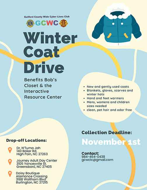GCWC Winter Coat Drive Guildford County Wide Cyber Lions Winter Coat Drive